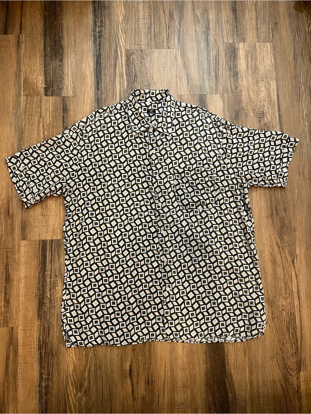 VTG Solemare Maus & Hoffman Geometric Shirt Men’s Sz XL “Vegan Silk” Multicolor - Picture 7 of 15